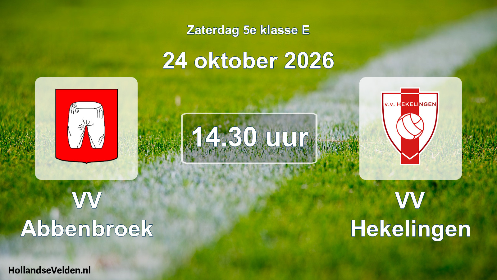 Geplande wedstrijd: VV Abbenbroek - VV Hekelingen (24 oktober 2026)