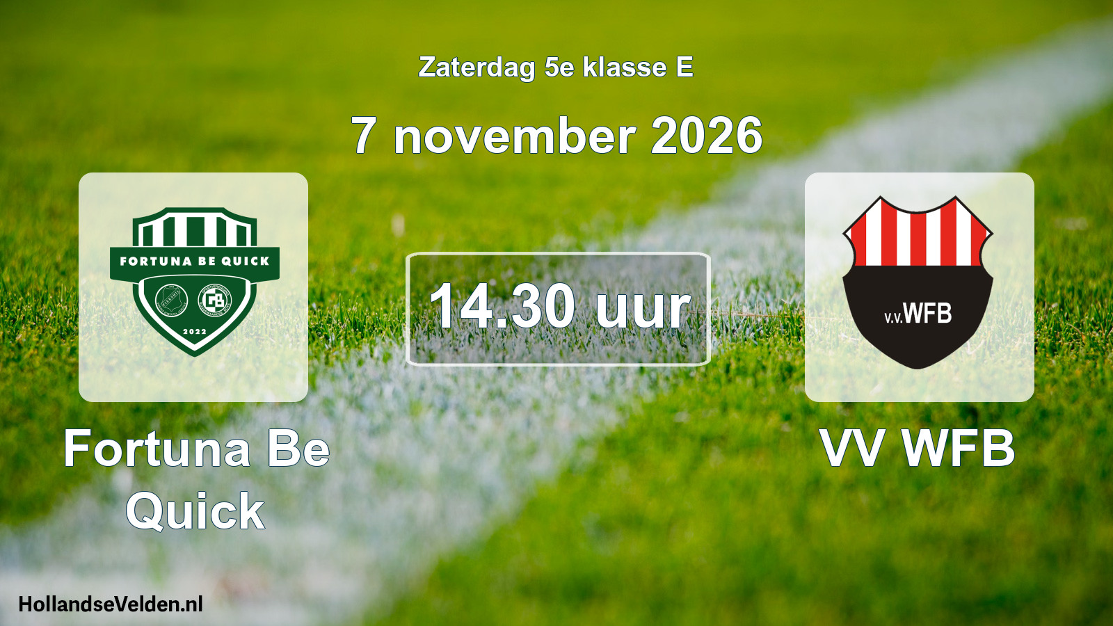 Scheduled Match: Fortuna Be Quick - VV WFB (7 November 2026)