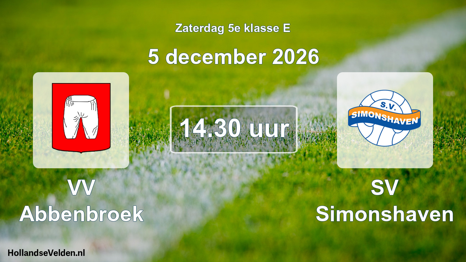 Geplande wedstrijd: VV Abbenbroek - SV Simonshaven (5 december 2026)