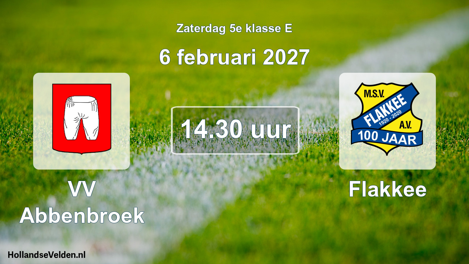 Geplande wedstrijd: VV Abbenbroek - Flakkee (6 februari 2027)