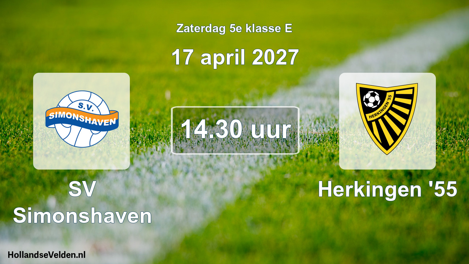 Geplande wedstrijd: SV Simonshaven - Herkingen '55 (17 april 2027)