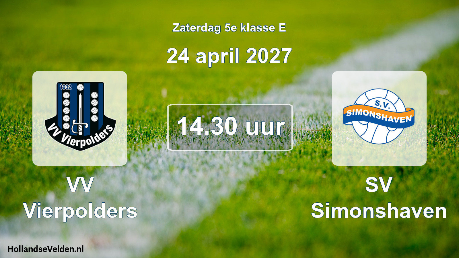 Geplande wedstrijd: VV Vierpolders - SV Simonshaven (24 april 2027)
