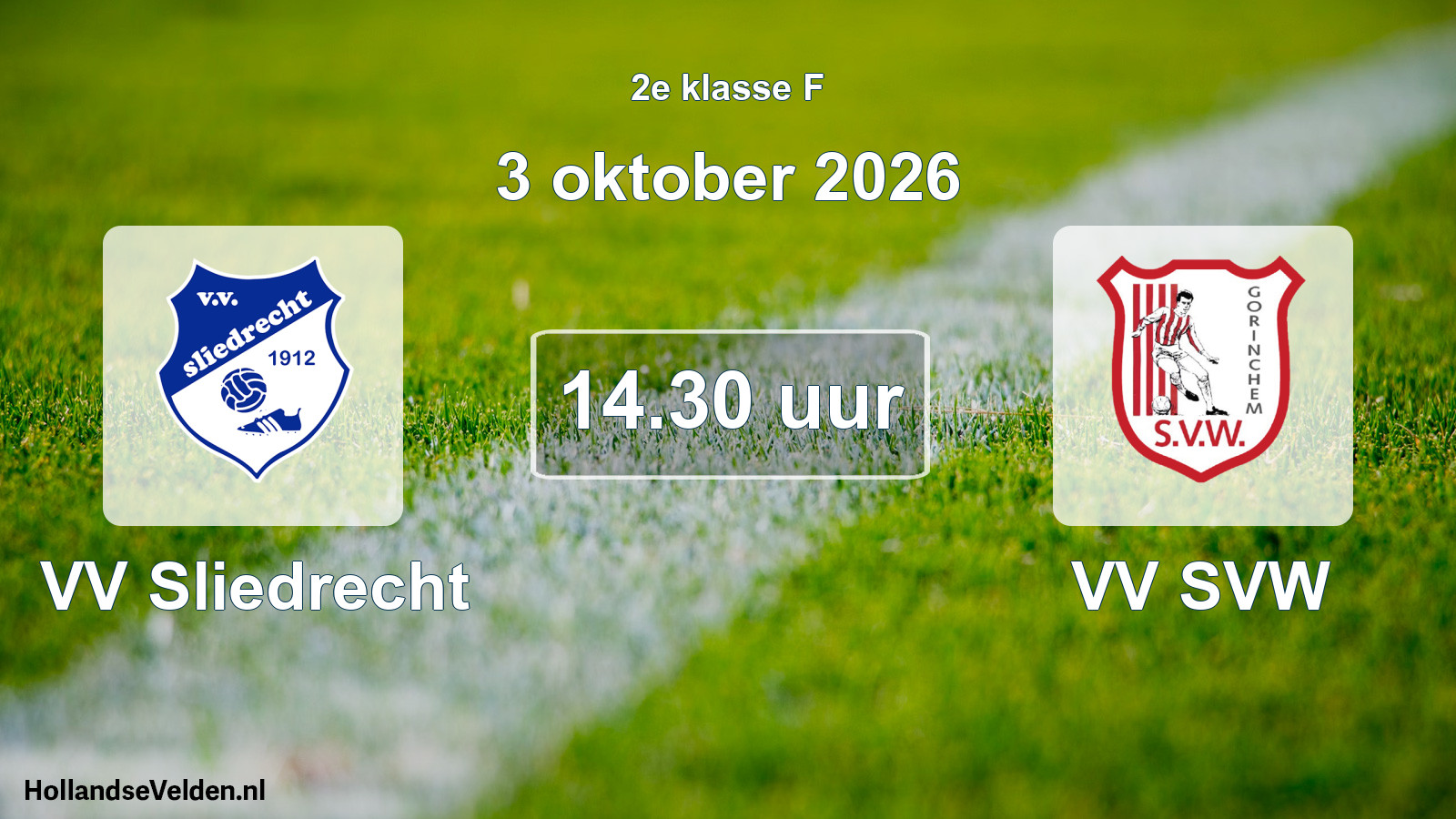Geplande wedstrijd: VV Sliedrecht - VV SVW (3 oktober 2026)