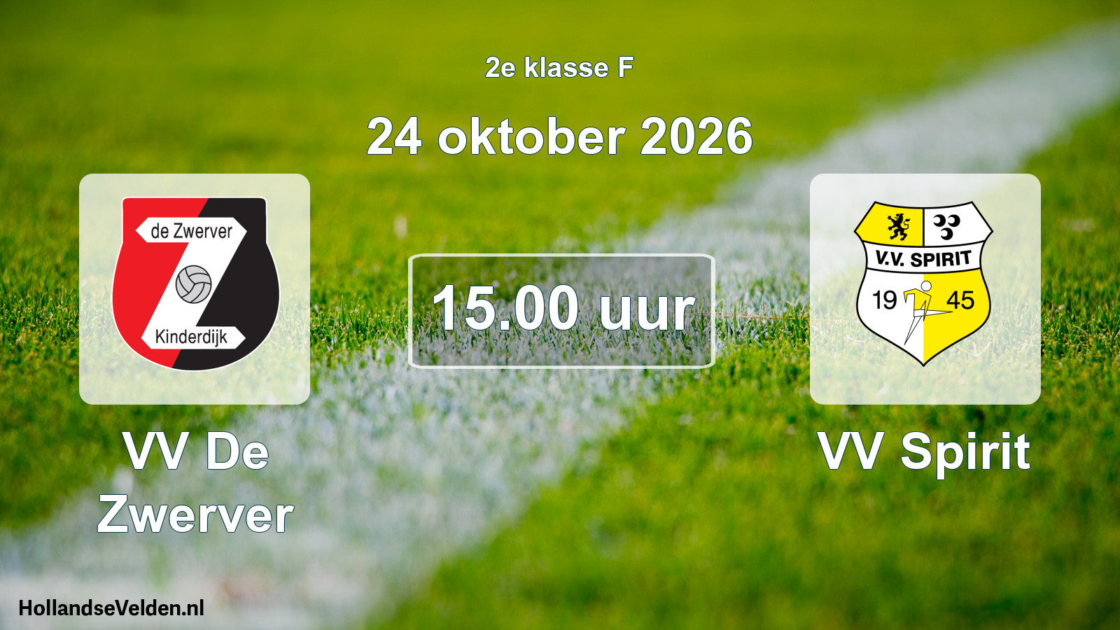 Geplande wedstrijd: VV De Zwerver - VV Spirit (24 oktober 2026)