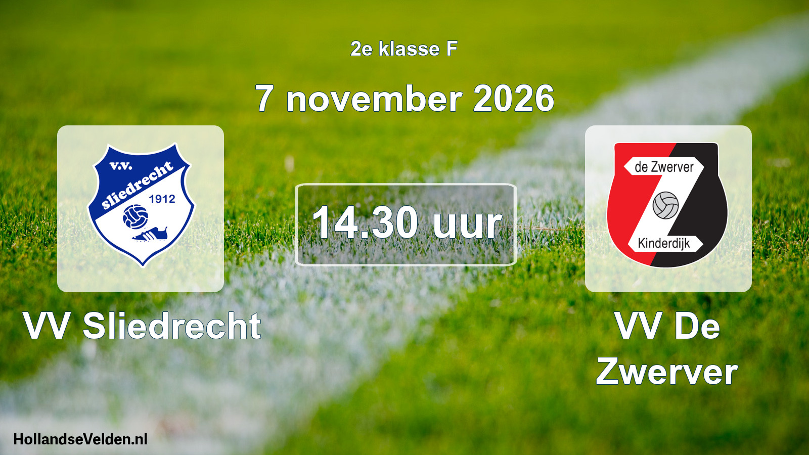 Geplande wedstrijd: VV Sliedrecht - VV De Zwerver (7 november 2026)