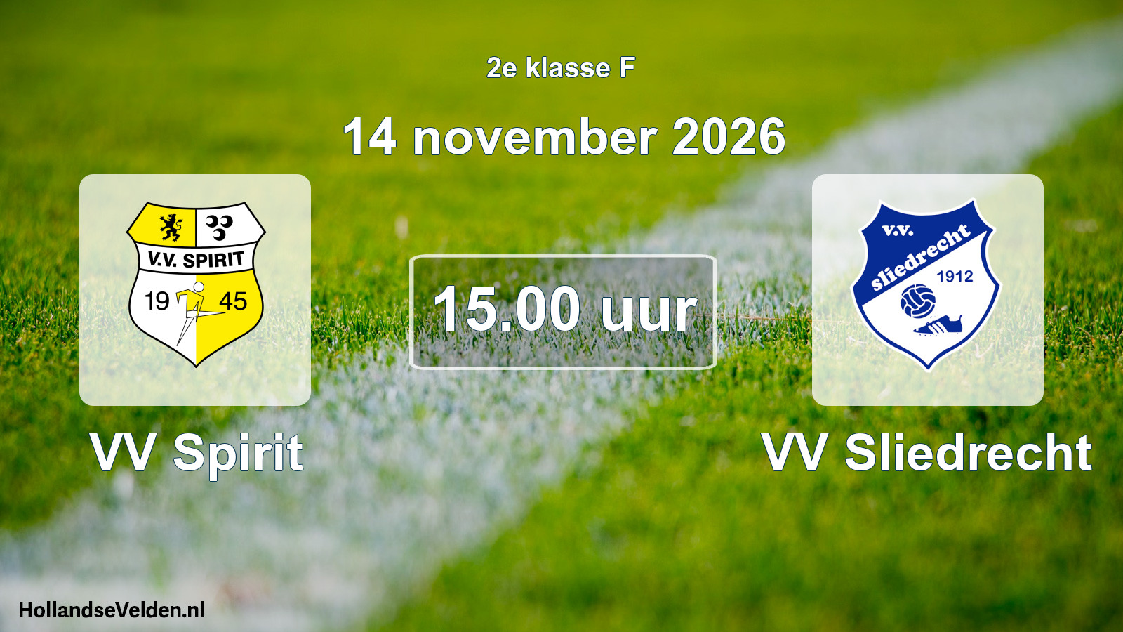 Geplande wedstrijd: VV Spirit - VV Sliedrecht (14 november 2026)