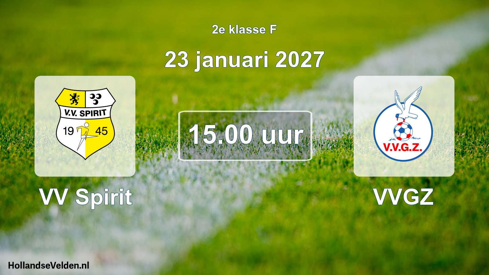 Geplande wedstrijd: VV Spirit - VVGZ (23 januari 2027)
