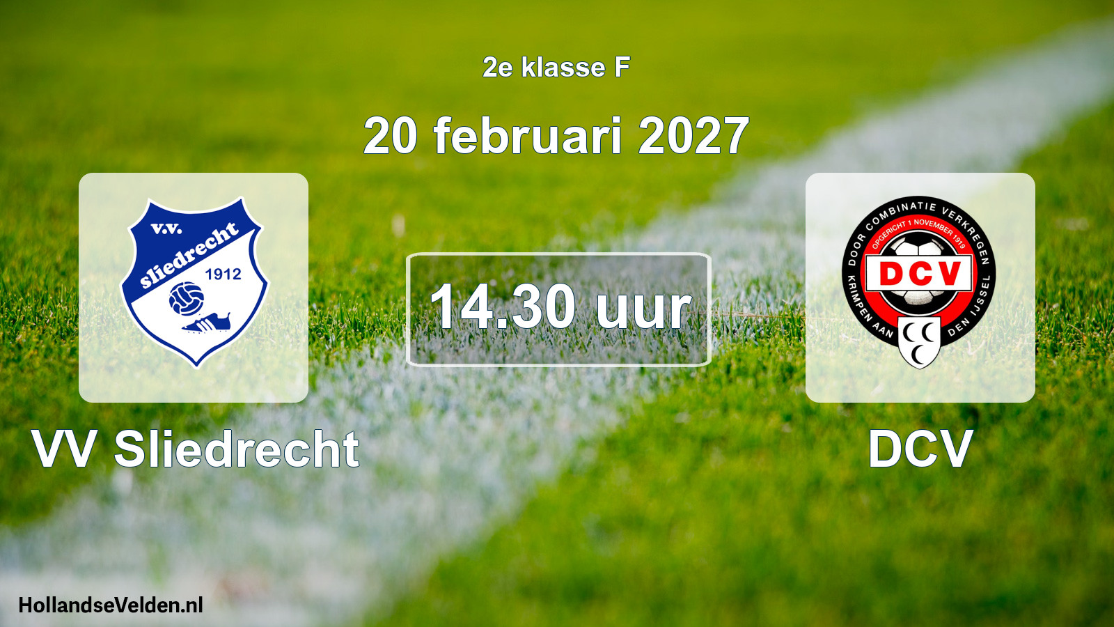 Scheduled Match: VV Sliedrecht - DCV (20 February 2027)