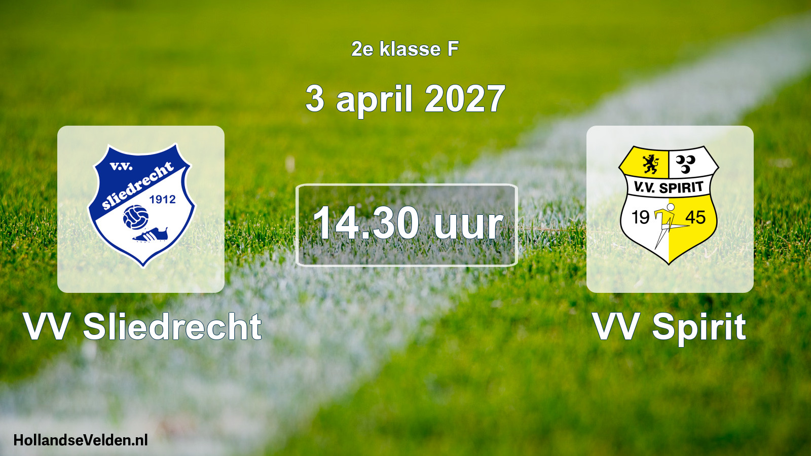 Geplande wedstrijd: VV Sliedrecht - VV Spirit (3 april 2027)