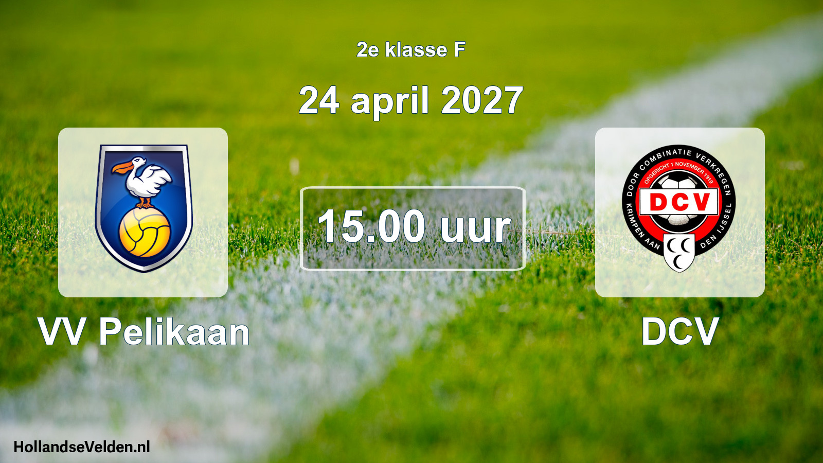 Geplande wedstrijd: VV Pelikaan - DCV (24 april 2027)