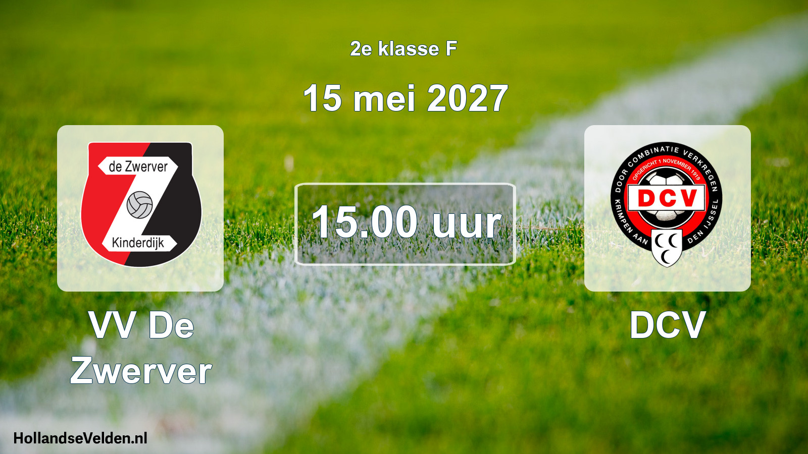 Geplande wedstrijd: VV De Zwerver - DCV (15 mei 2027)