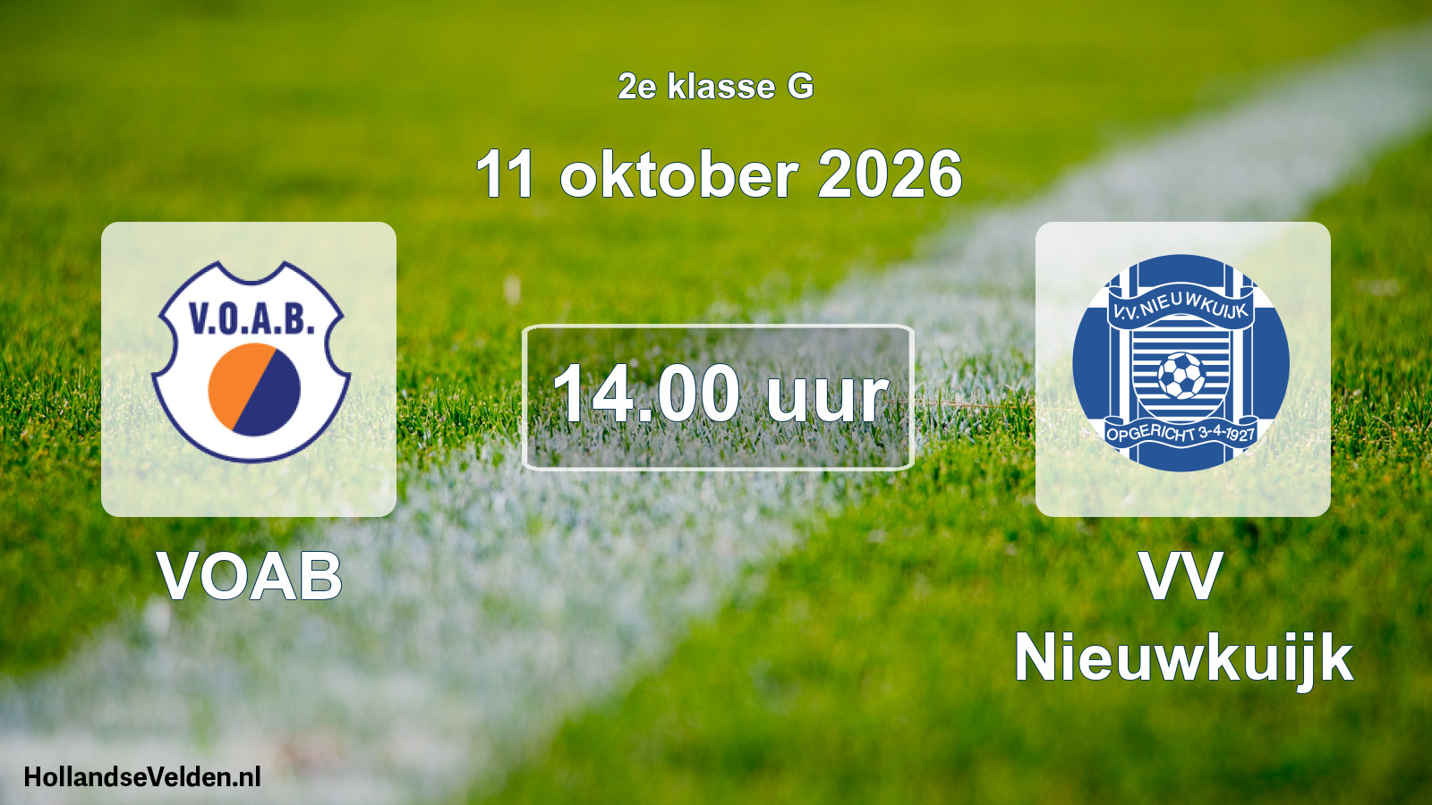 Geplande wedstrijd: VOAB - VV Nieuwkuijk (11 oktober 2026)