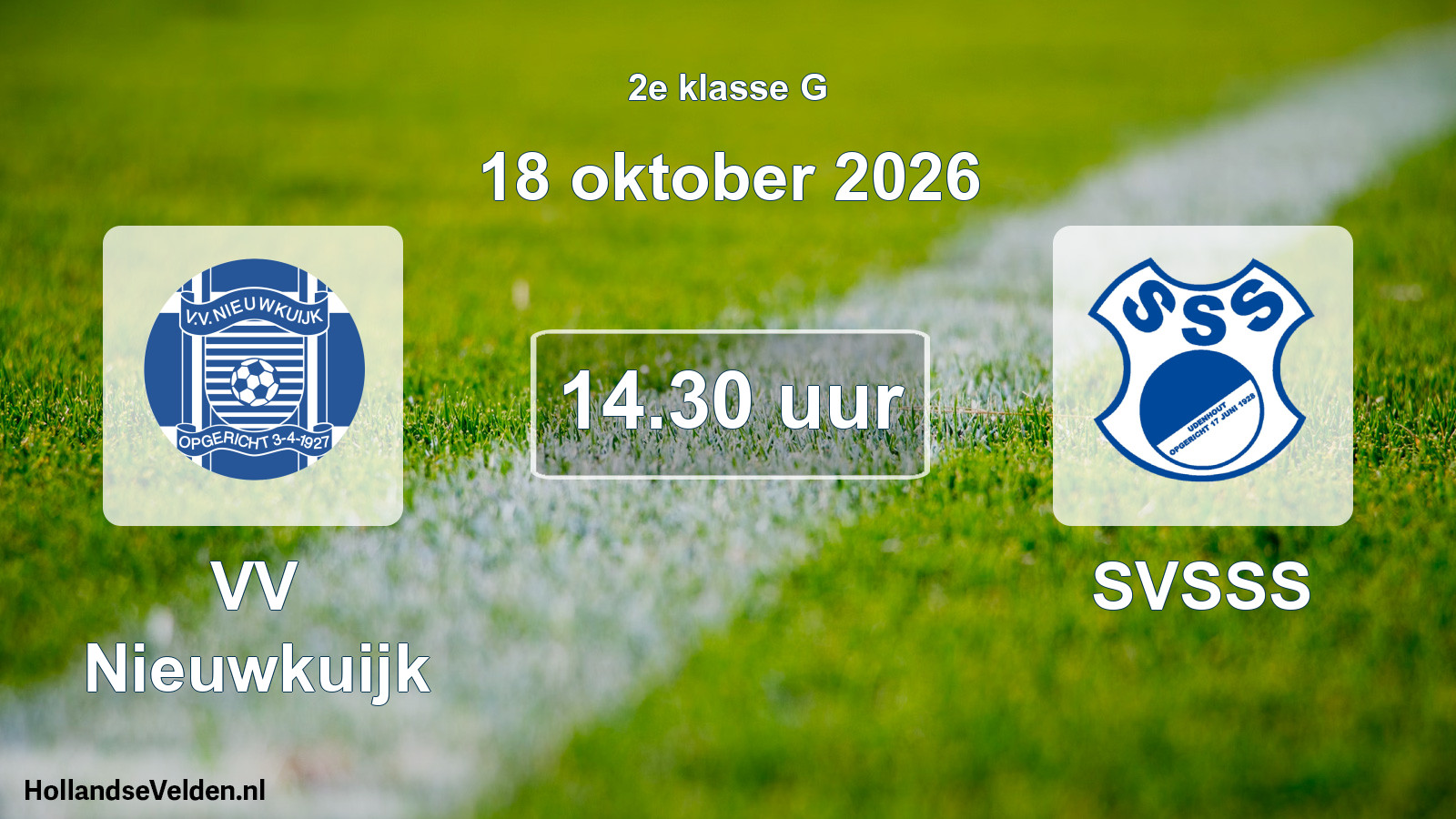 Geplande wedstrijd: VV Nieuwkuijk - SVSSS (18 oktober 2026)