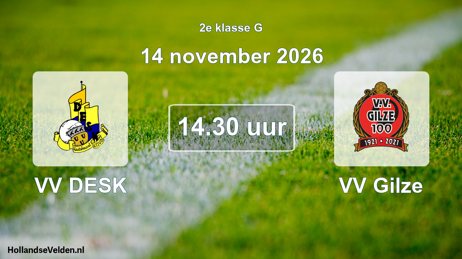 Geplande wedstrijd: VV DESK - VV Gilze (14 november 2026)
