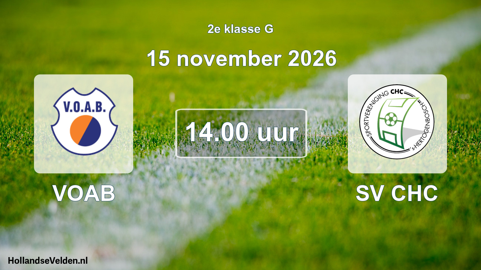 Geplande wedstrijd: VOAB - SV CHC (15 november 2026)