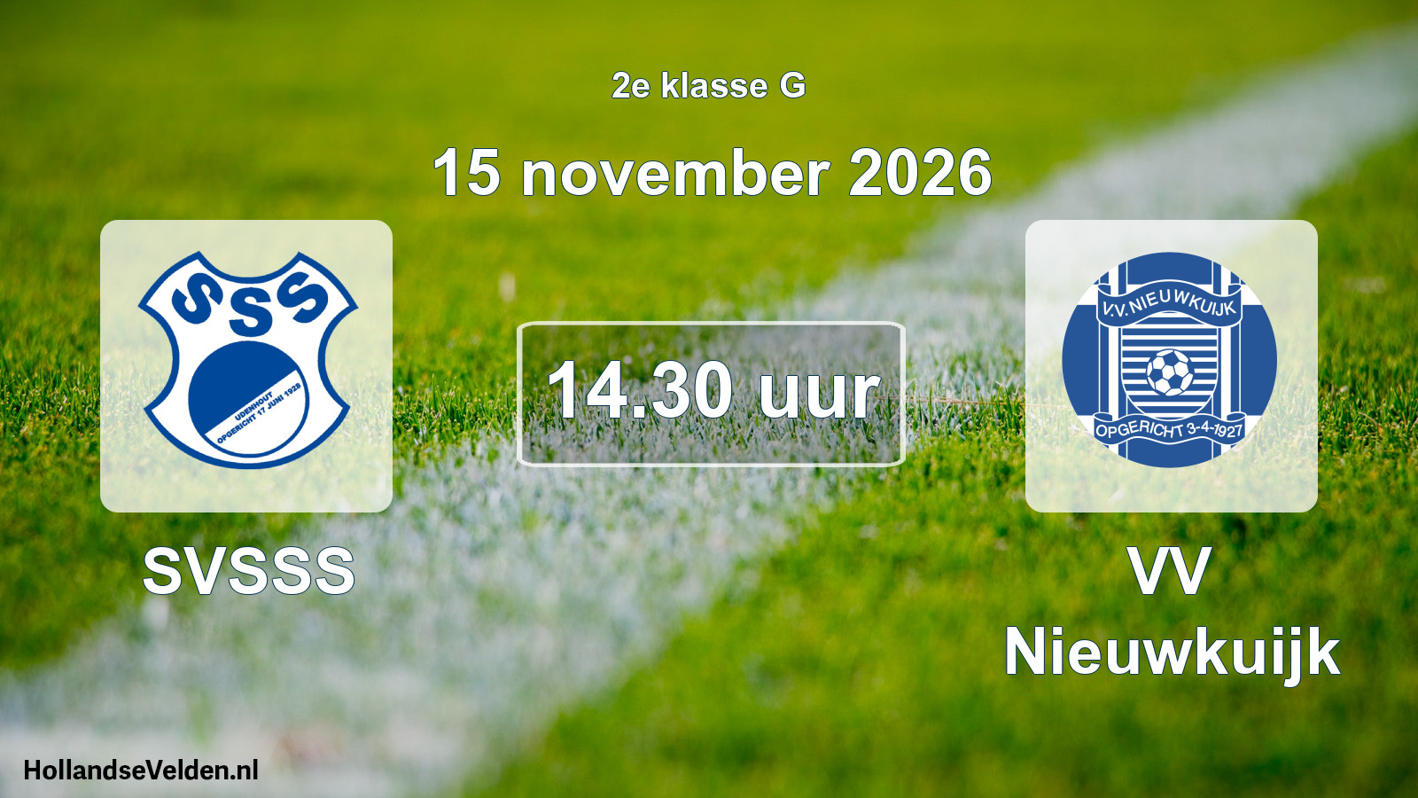 Geplande wedstrijd: SVSSS - VV Nieuwkuijk (15 november 2026)