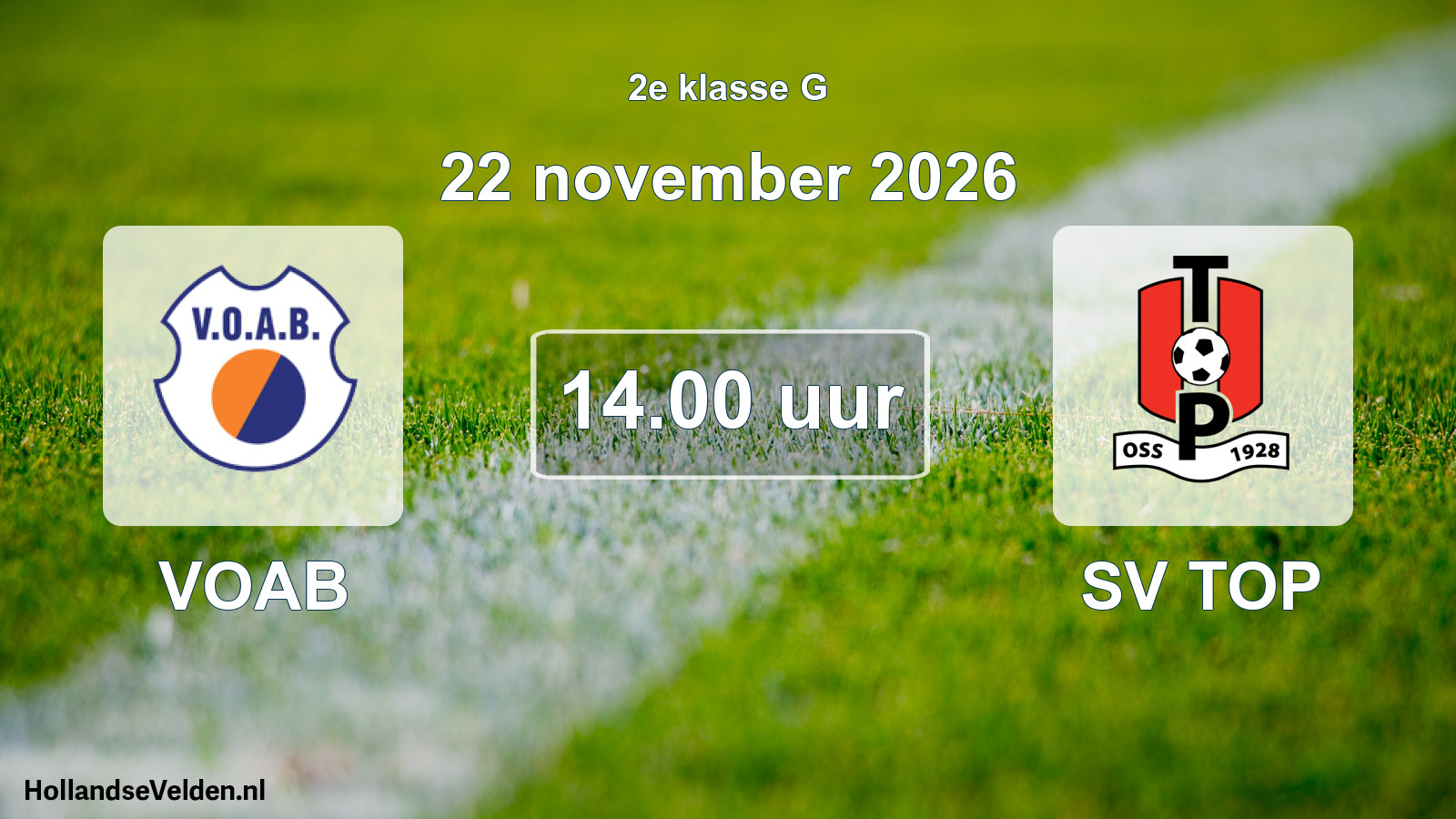 Geplande wedstrijd: VOAB - SV TOP (22 november 2026)