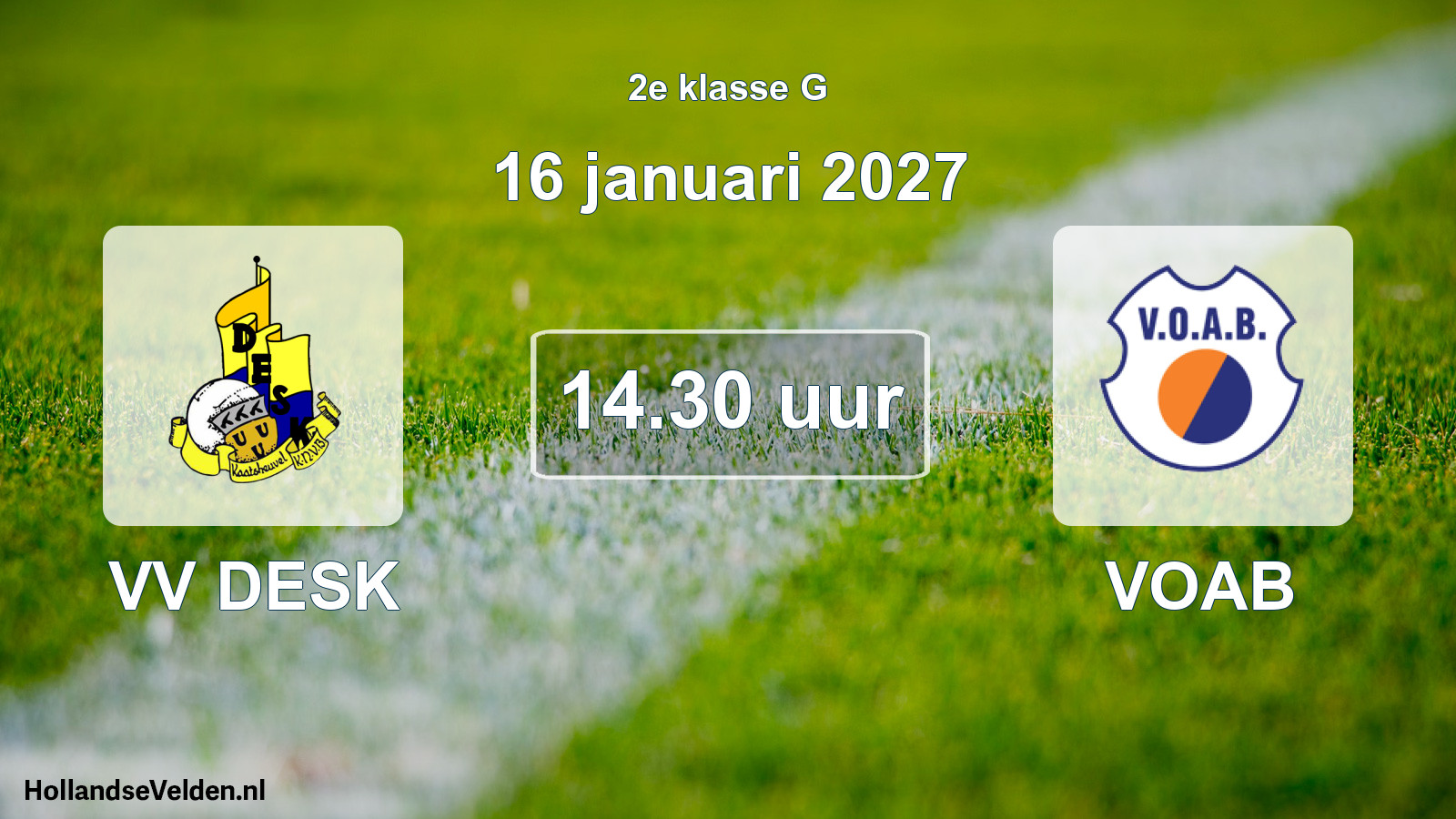 Geplande wedstrijd: VV DESK - VOAB (16 januari 2027)