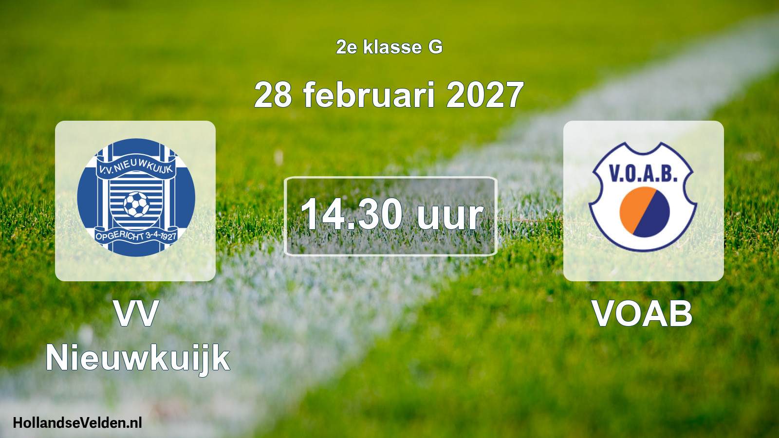 Geplande wedstrijd: VV Nieuwkuijk - VOAB (28 februari 2027)