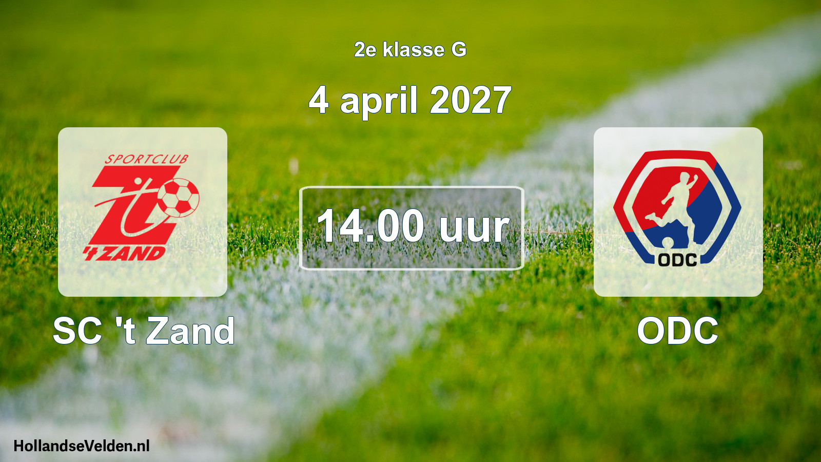 Geplande wedstrijd: SC 't Zand - ODC (4 april 2027)