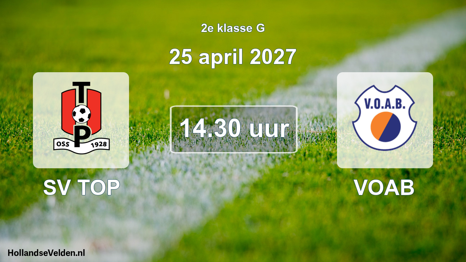 Geplande wedstrijd: SV TOP - VOAB (25 april 2027)