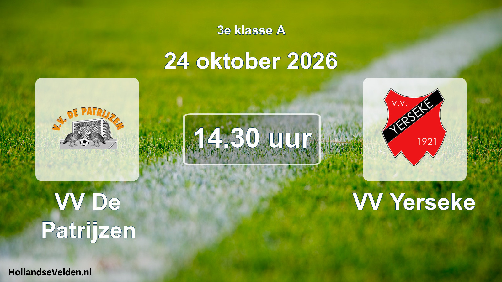 Geplande wedstrijd: VV De Patrijzen - VV Yerseke (24 oktober 2026)