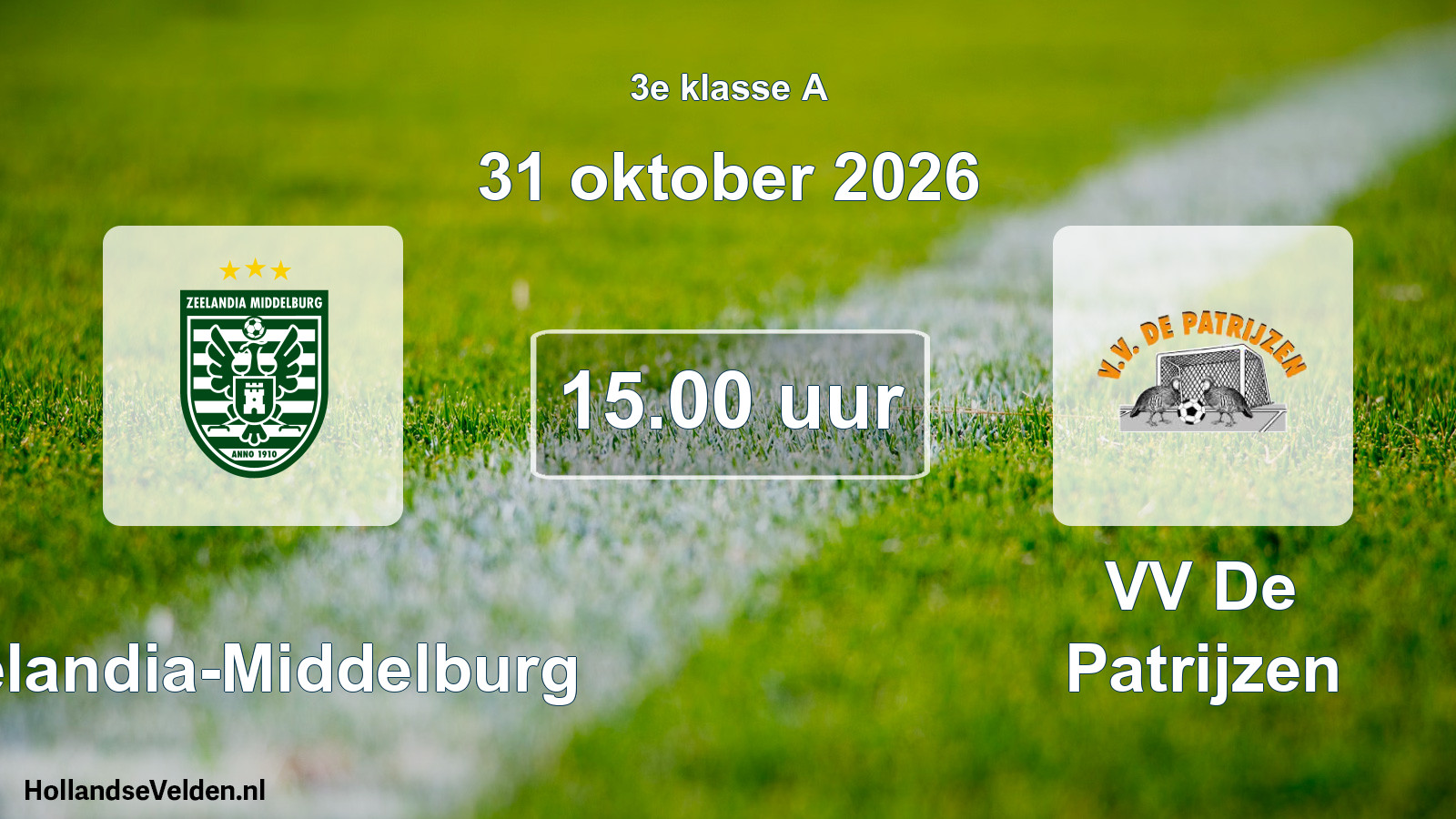 Geplande wedstrijd: Zeelandia-Middelburg - VV De Patrijzen (31 oktober 2026)