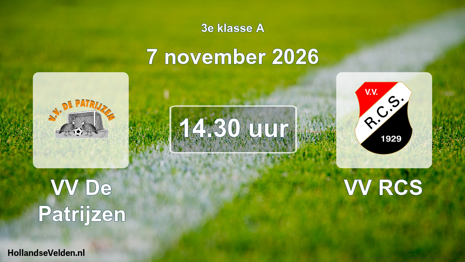 Scheduled Match: VV De Patrijzen - VV RCS (7 November 2026)