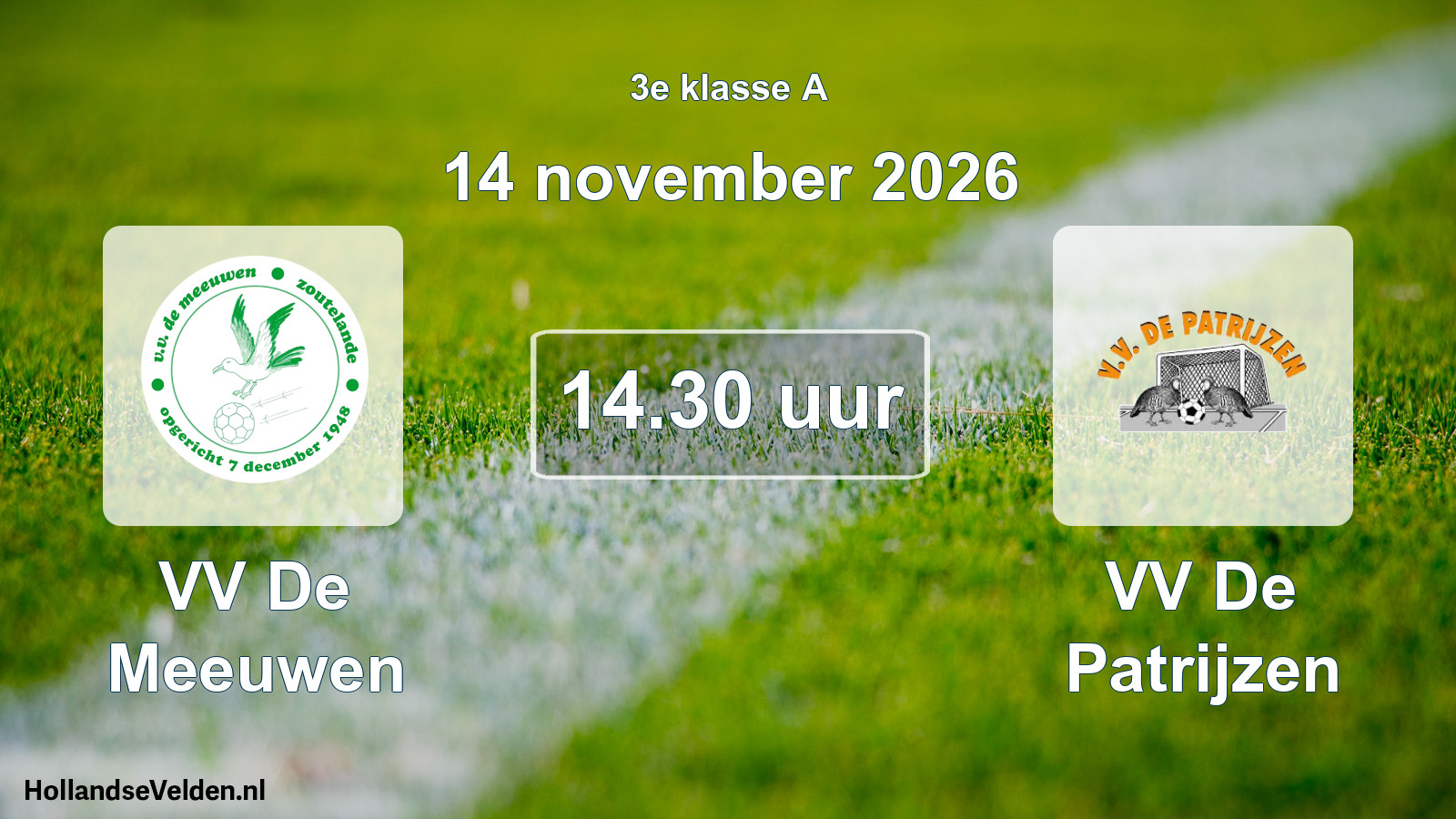 Geplande wedstrijd: VV De Meeuwen - VV De Patrijzen (14 november 2026)