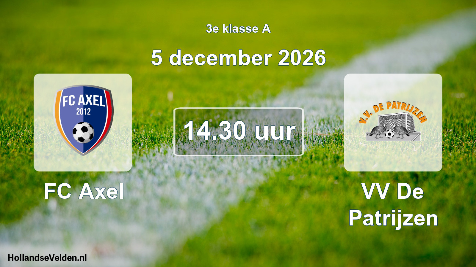 Geplande wedstrijd: FC Axel - VV De Patrijzen (5 december 2026)