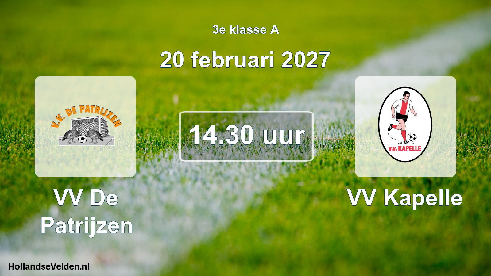 Scheduled Match: VV De Patrijzen - VV Kapelle (20 February 2027)