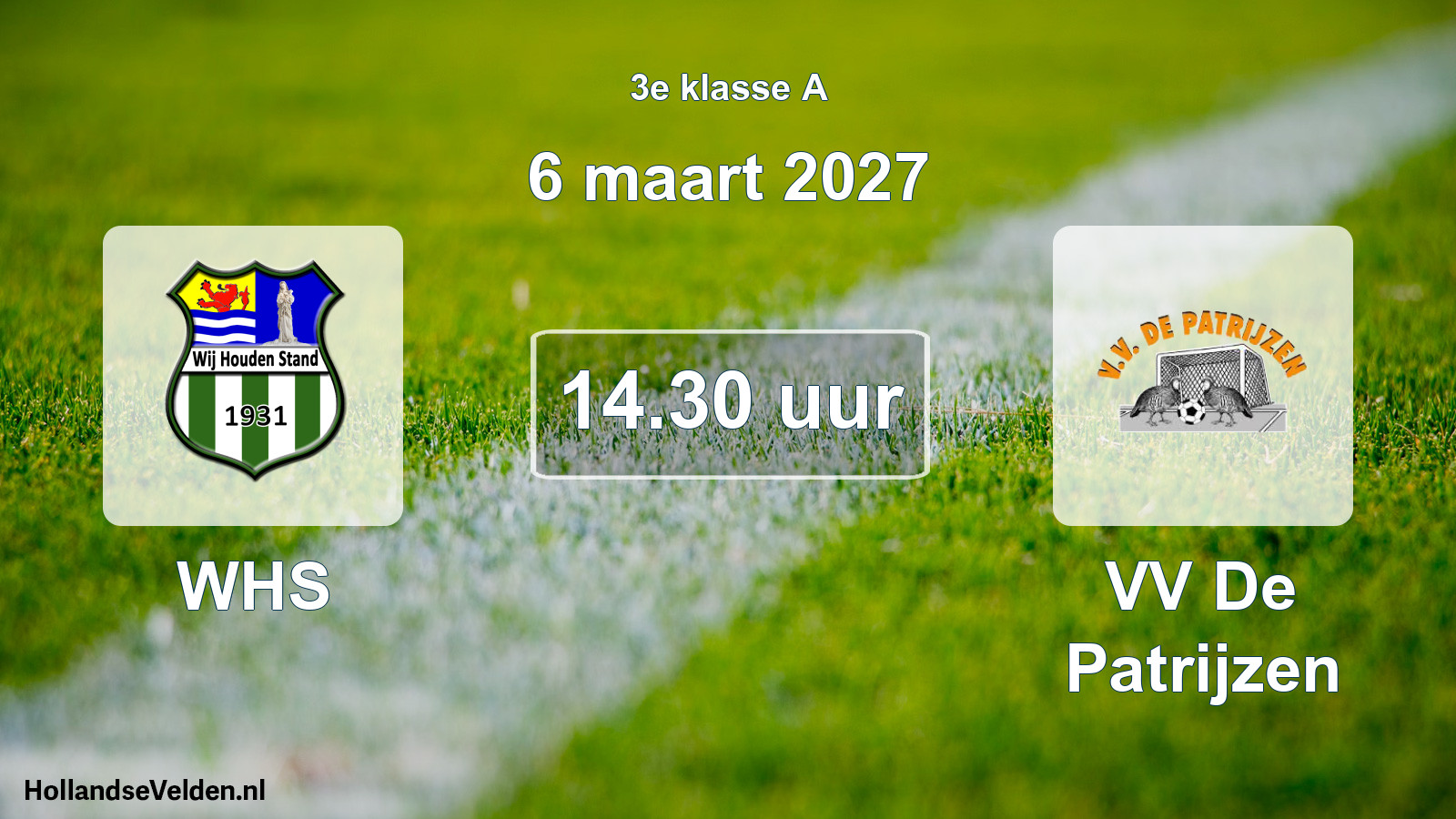 Scheduled Match: WHS - VV De Patrijzen (6 March 2027)