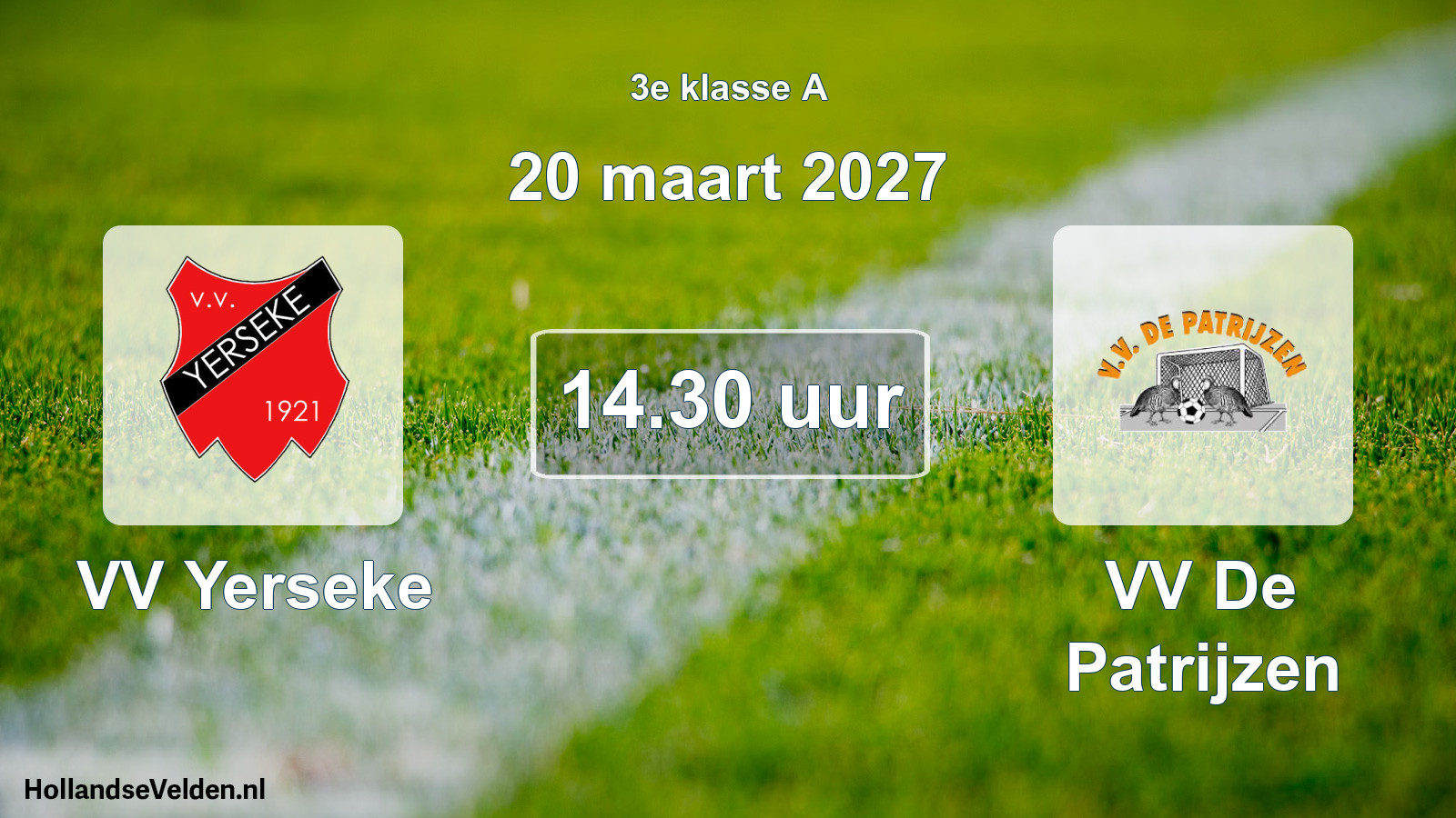 Geplande wedstrijd: VV Yerseke - VV De Patrijzen (20 maart 2027)