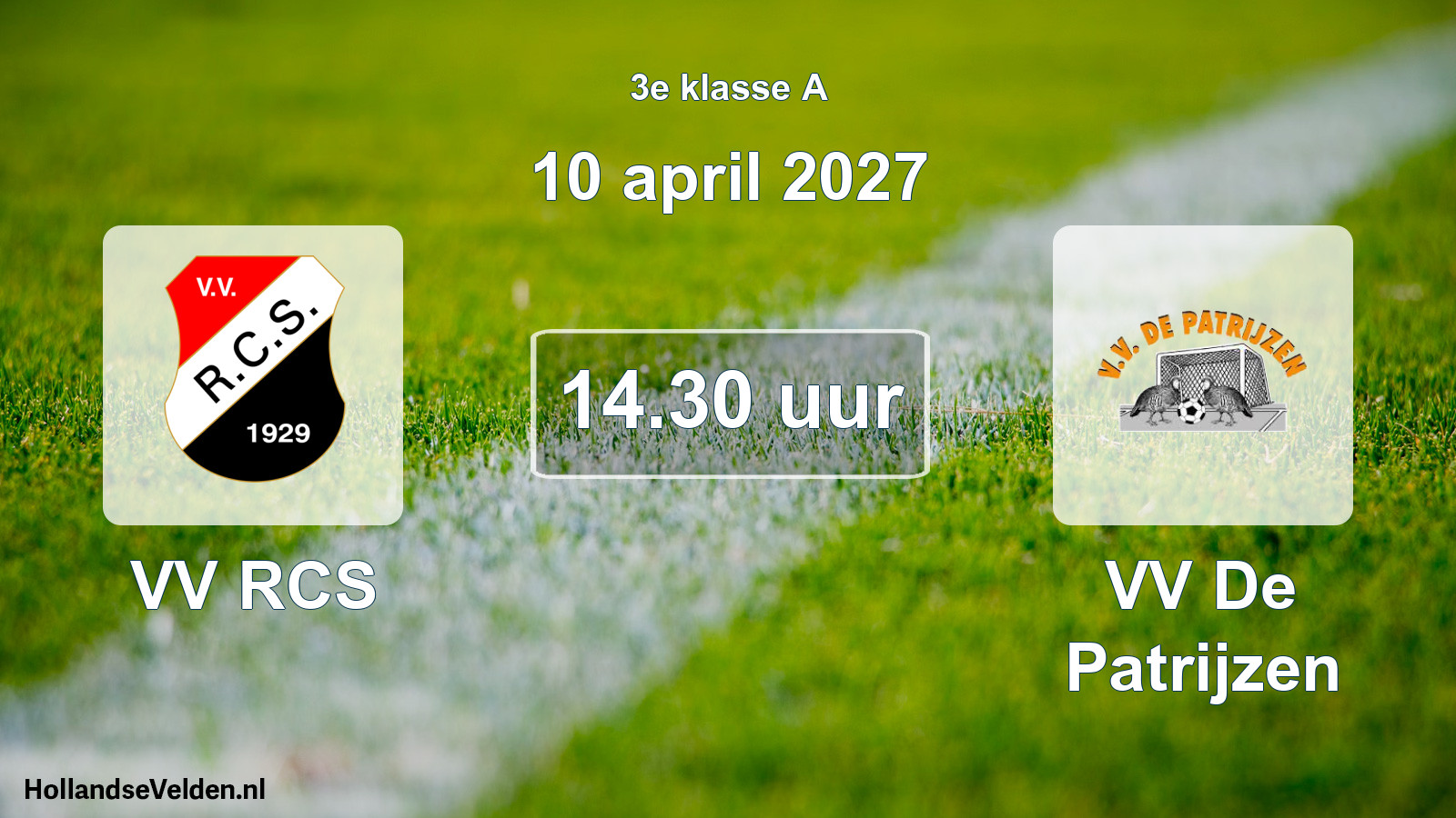 Geplande wedstrijd: VV RCS - VV De Patrijzen (10 april 2027)