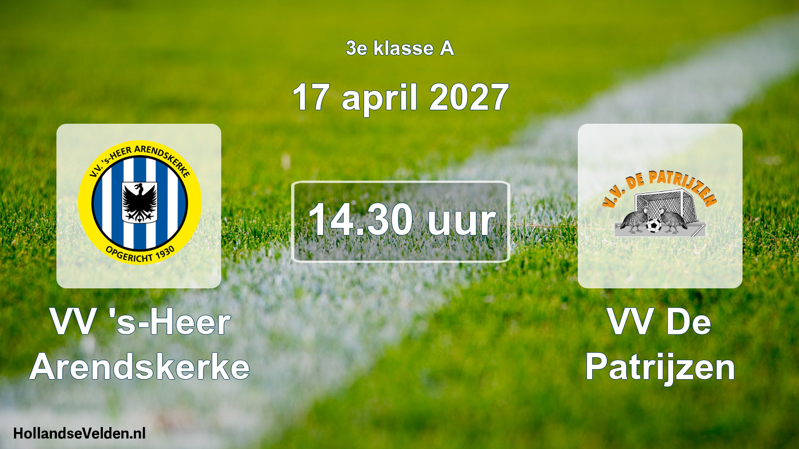 Geplande wedstrijd: VV 's-Heer Arendskerke - VV De Patrijzen (17 april 2027)