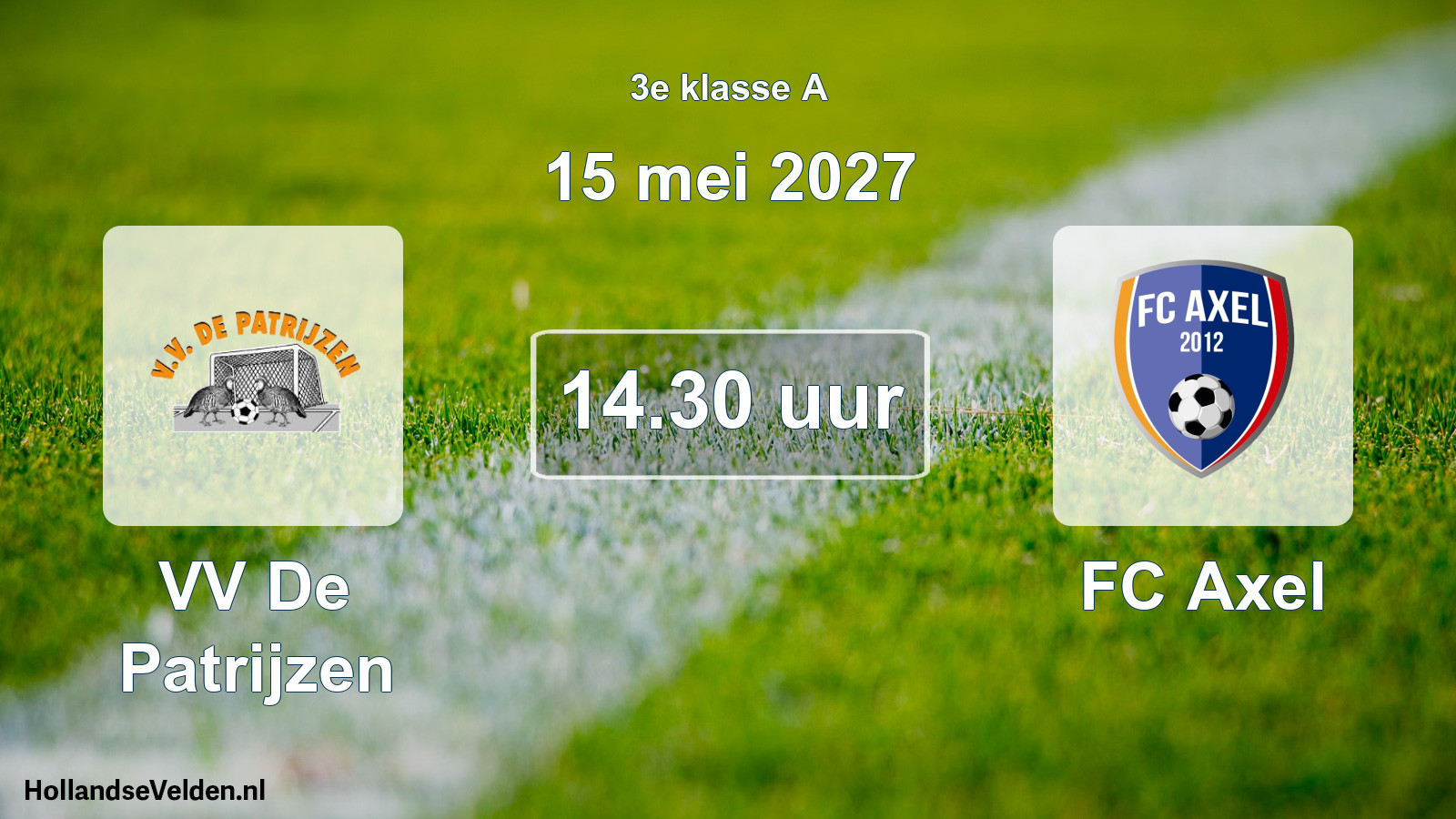 Geplande wedstrijd: VV De Patrijzen - FC Axel (15 mei 2027)