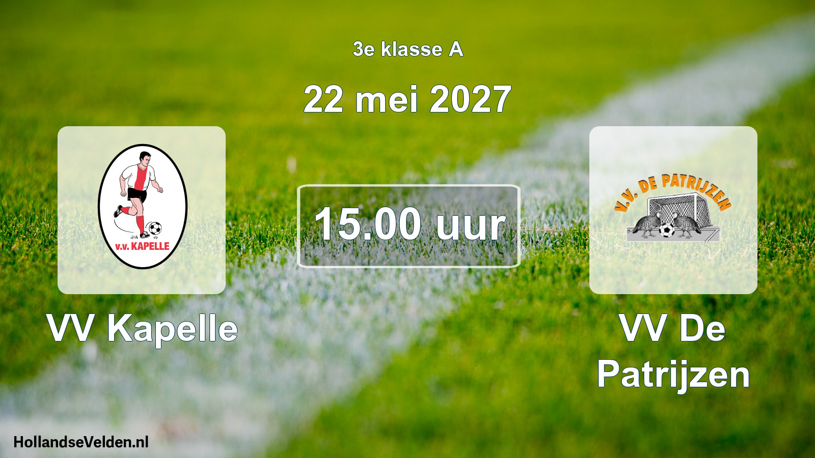 Geplande wedstrijd: VV Kapelle - VV De Patrijzen (22 mei 2027)