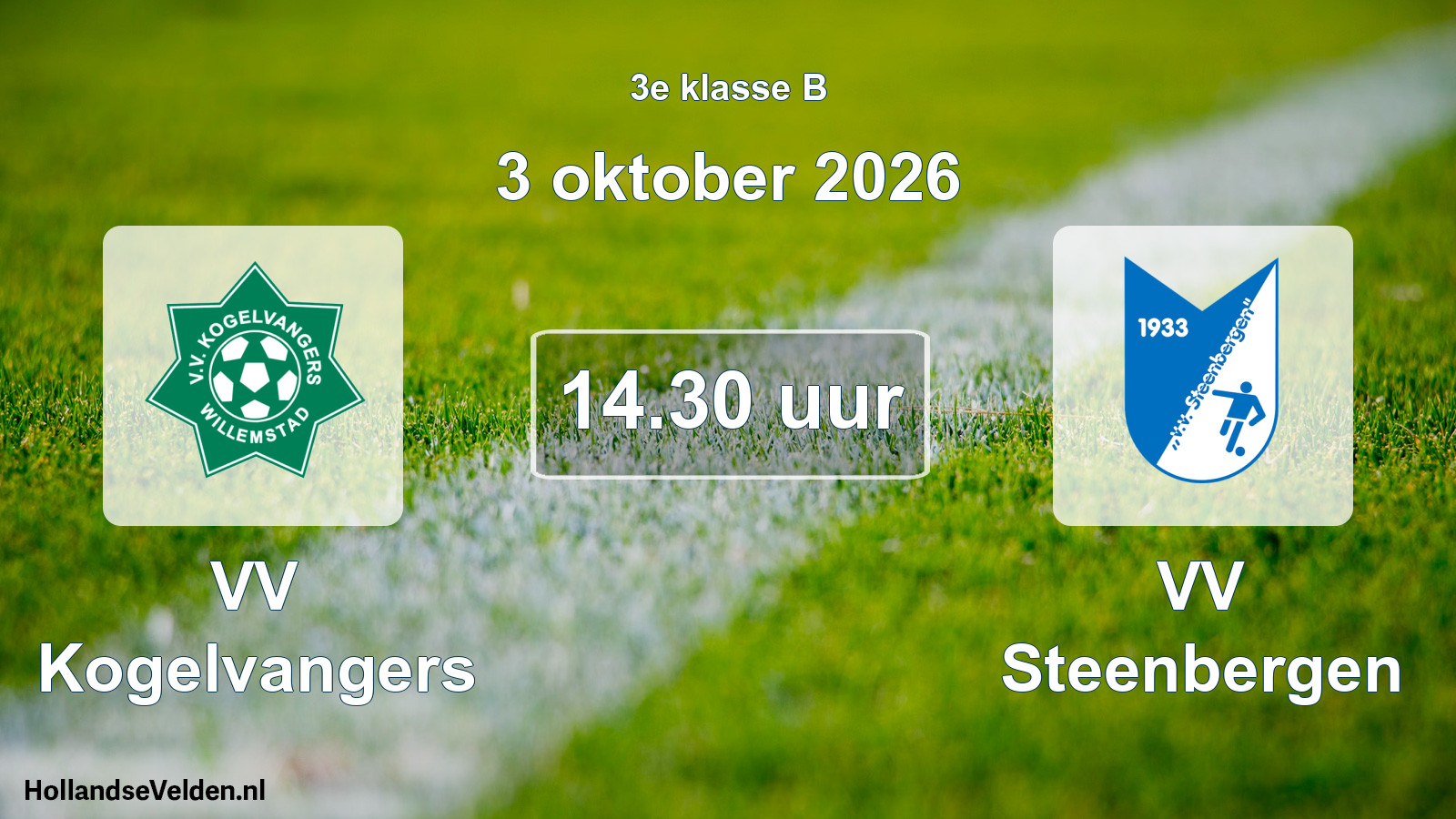 Geplande wedstrijd: VV Kogelvangers - VV Steenbergen (3 oktober 2026)