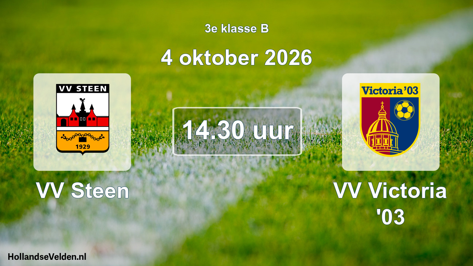 Geplande wedstrijd: VV Steen - VV Victoria '03 (4 oktober 2026)