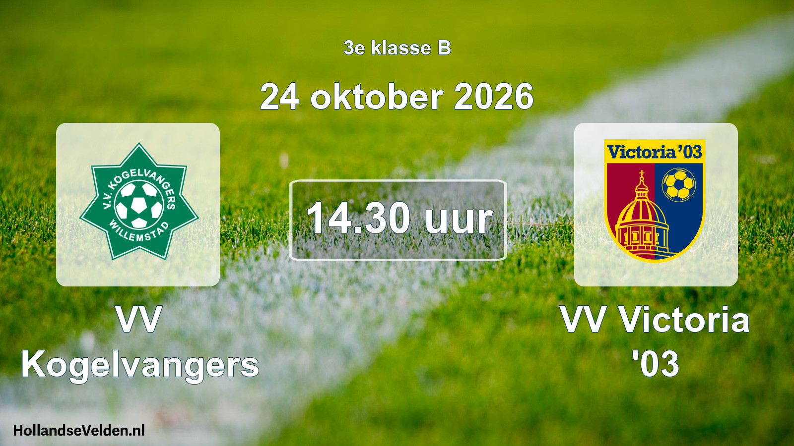 Geplande wedstrijd: VV Kogelvangers - VV Victoria '03 (24 oktober 2026)