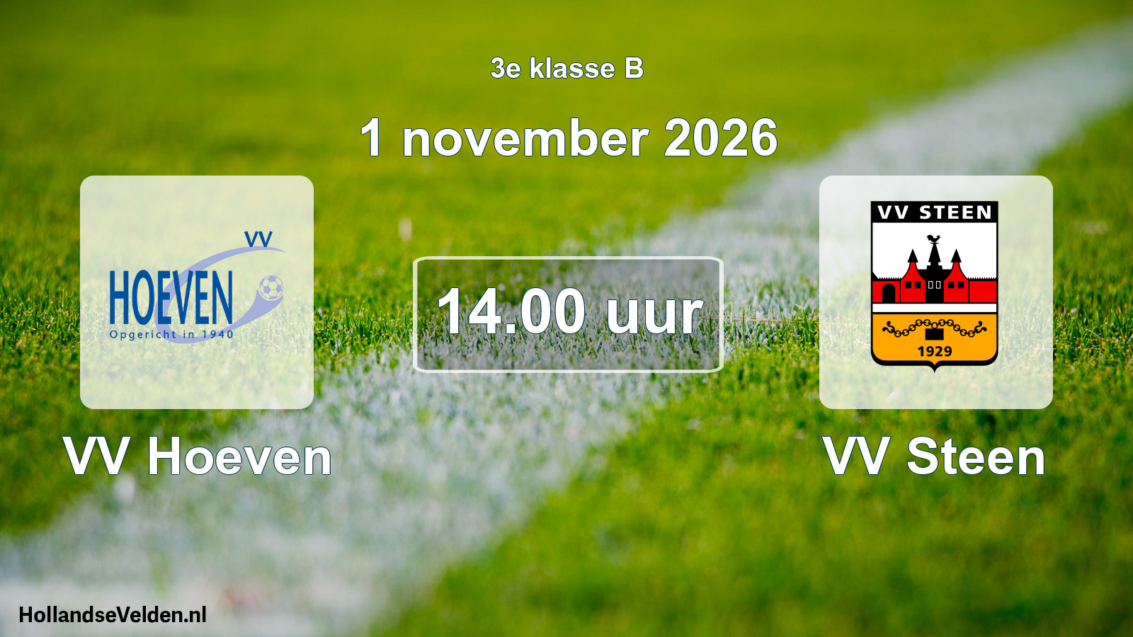 Geplande wedstrijd: VV Hoeven - VV Steen (1 november 2026)