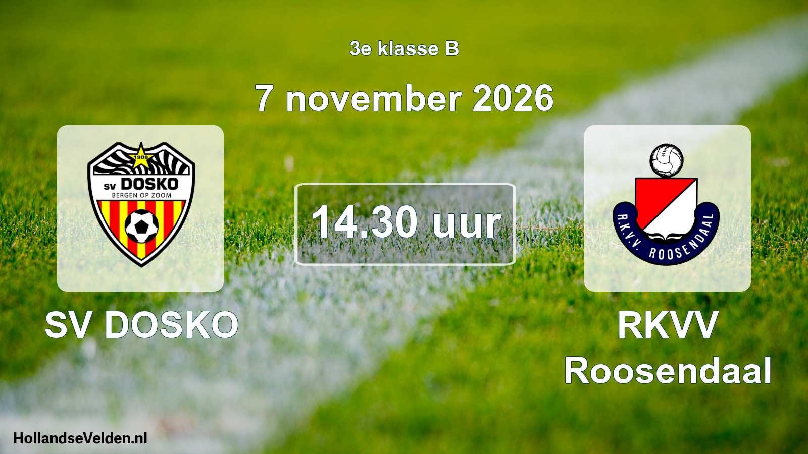Geplande wedstrijd: SV DOSKO - RKVV Roosendaal (7 november 2026)