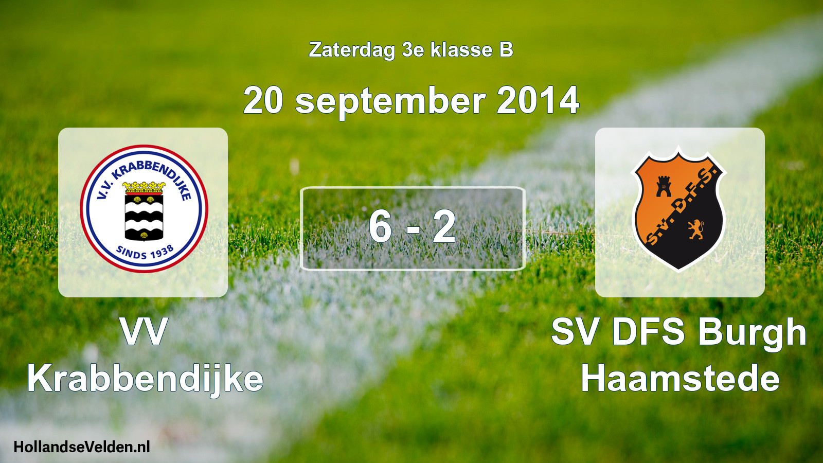 Total number of matches played: VV Krabbendijke - SV DFS Burgh Haamstede 6 - 2 (20 September 2014)
