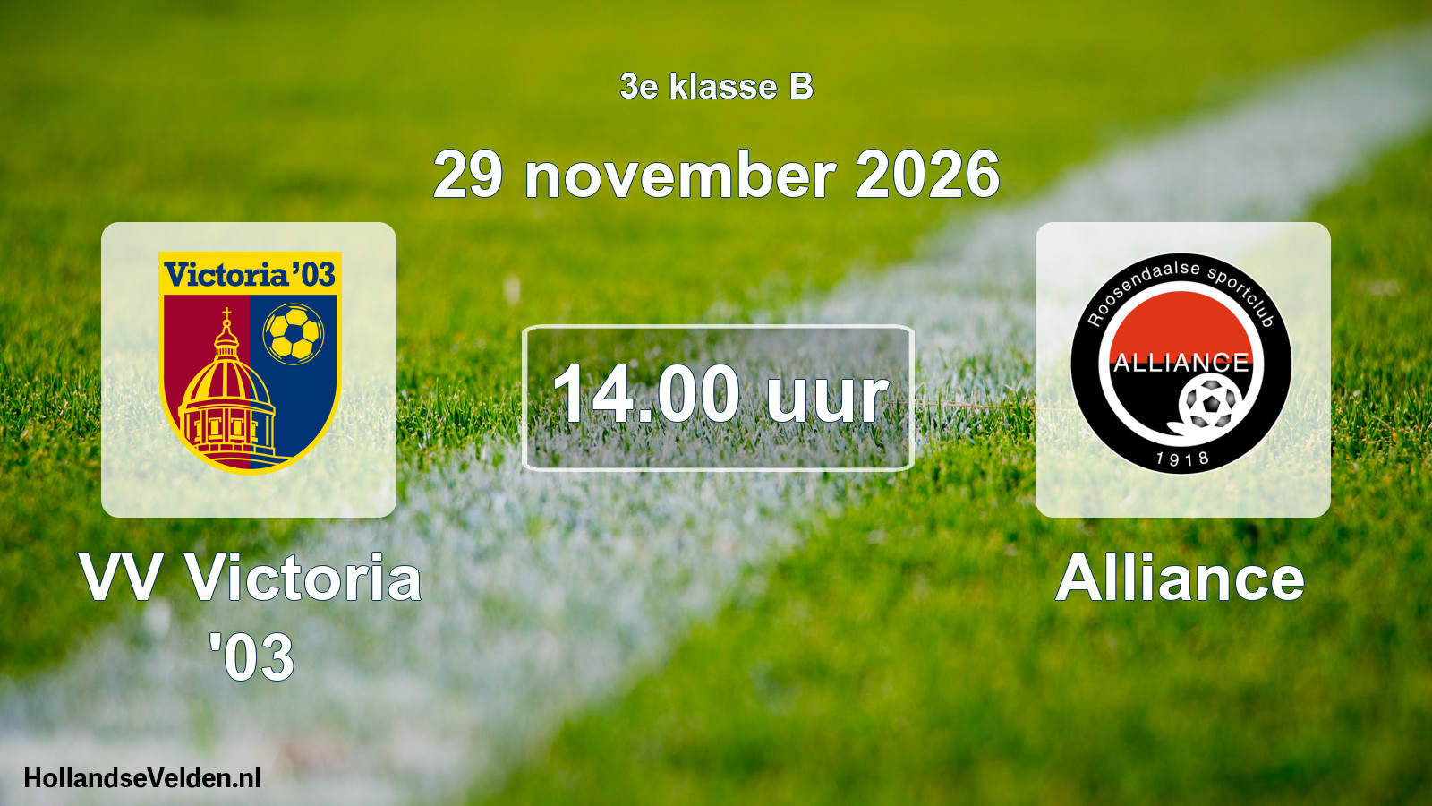 Geplande wedstrijd: VV Victoria '03 - Alliance (29 november 2026)