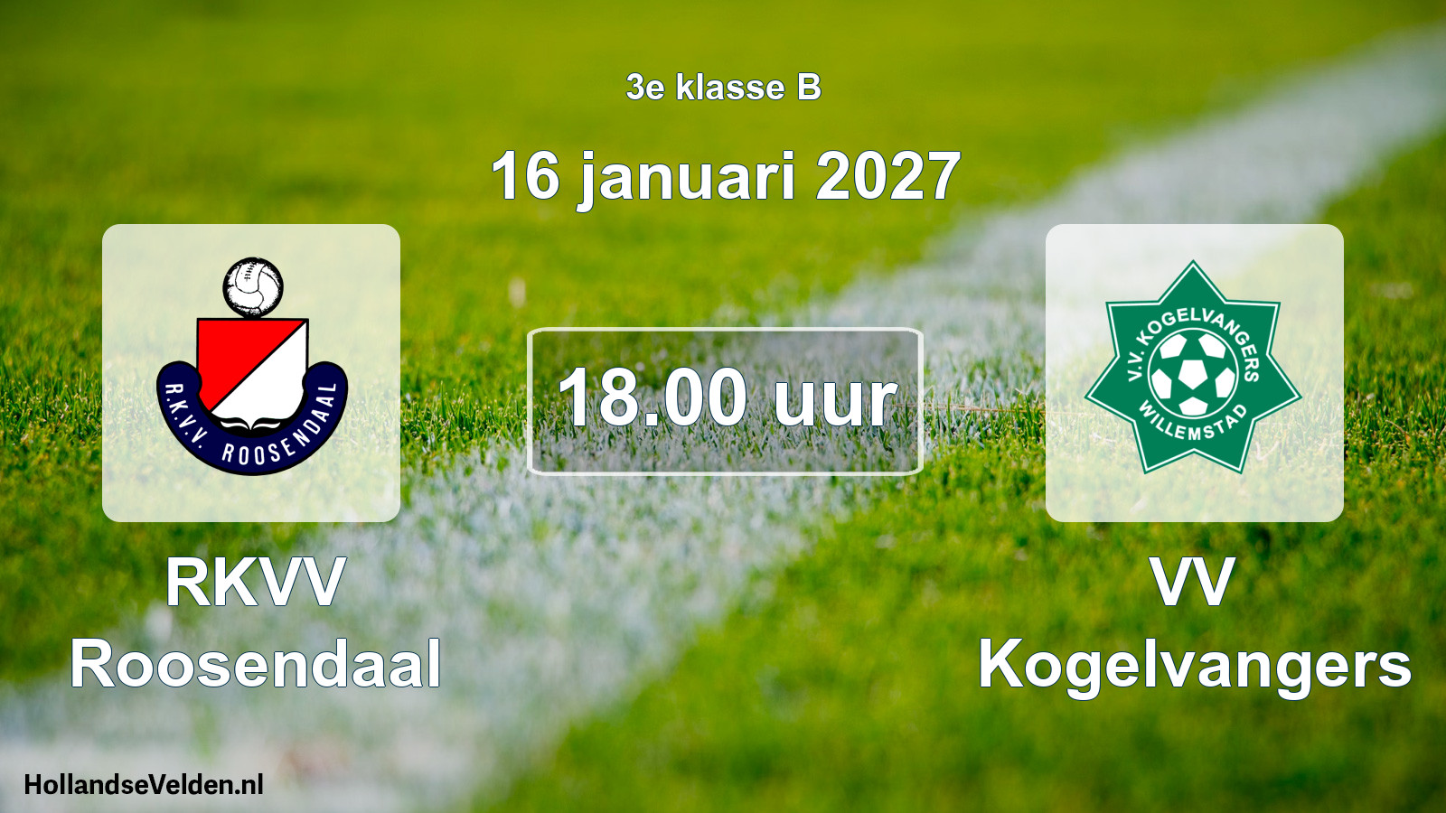 Geplande wedstrijd: RKVV Roosendaal - VV Kogelvangers (16 januari 2027)