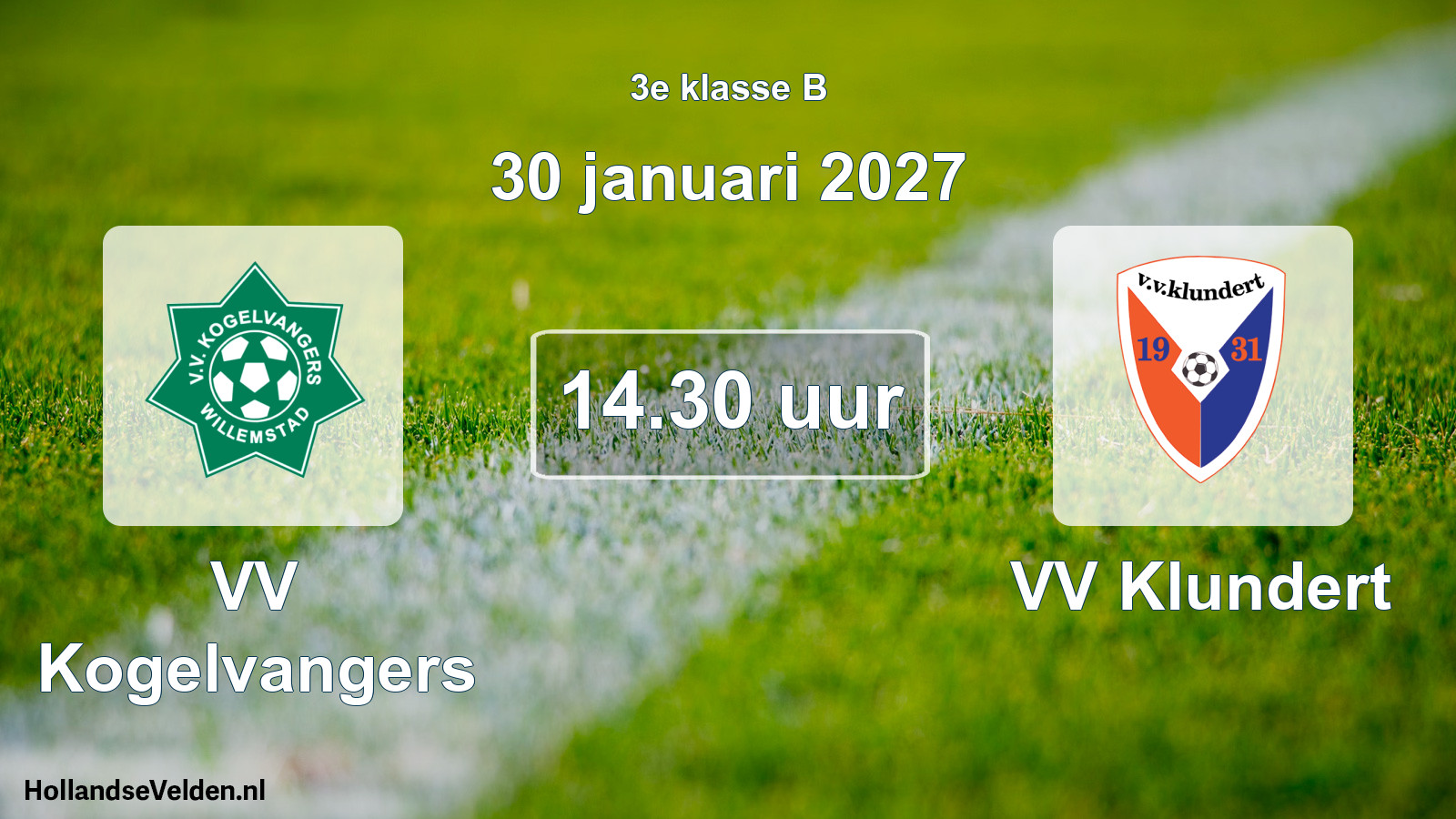 Geplande wedstrijd: VV Kogelvangers - VV Klundert (30 januari 2027)