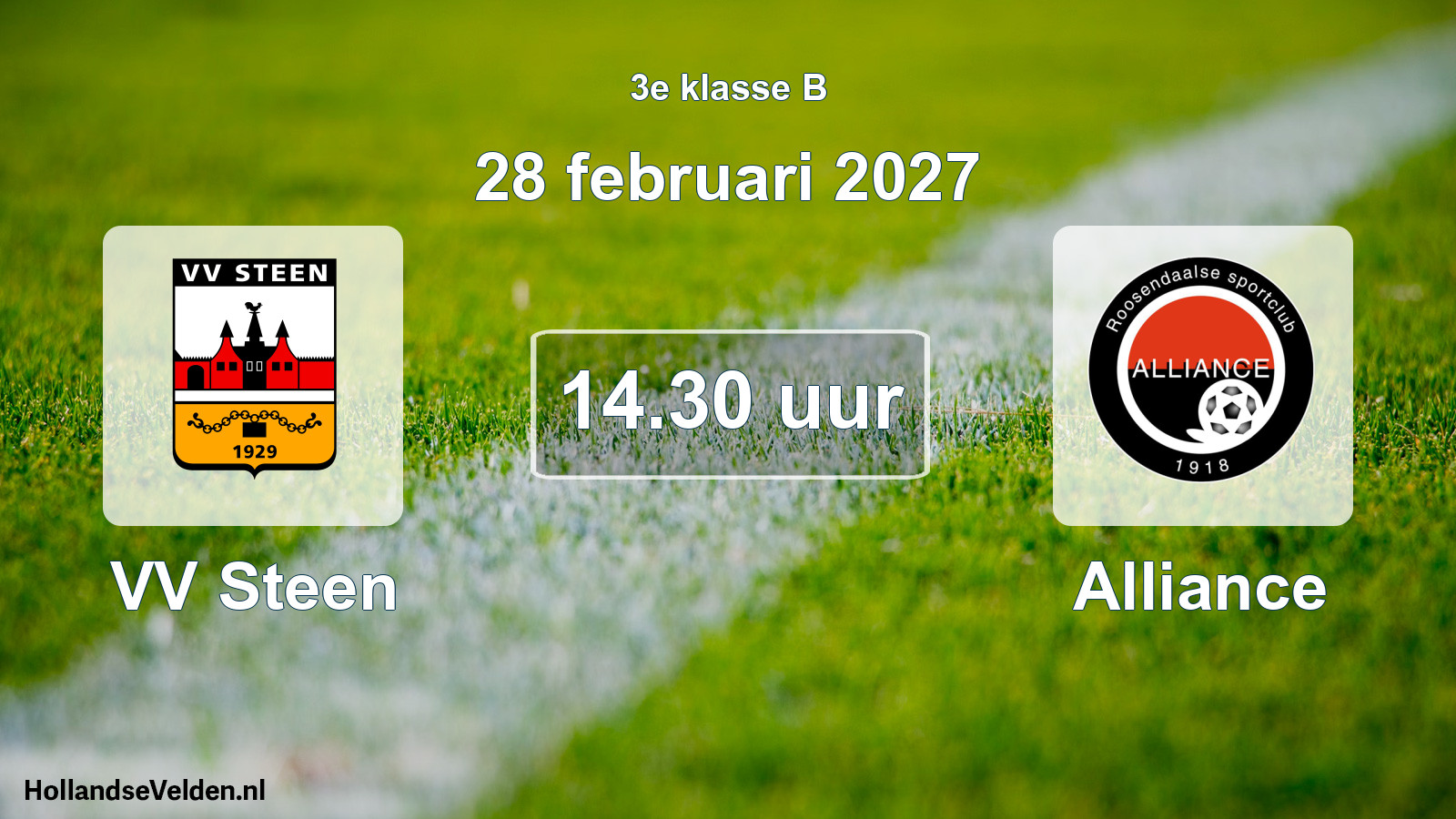 Geplande wedstrijd: VV Steen - Alliance (28 februari 2027)