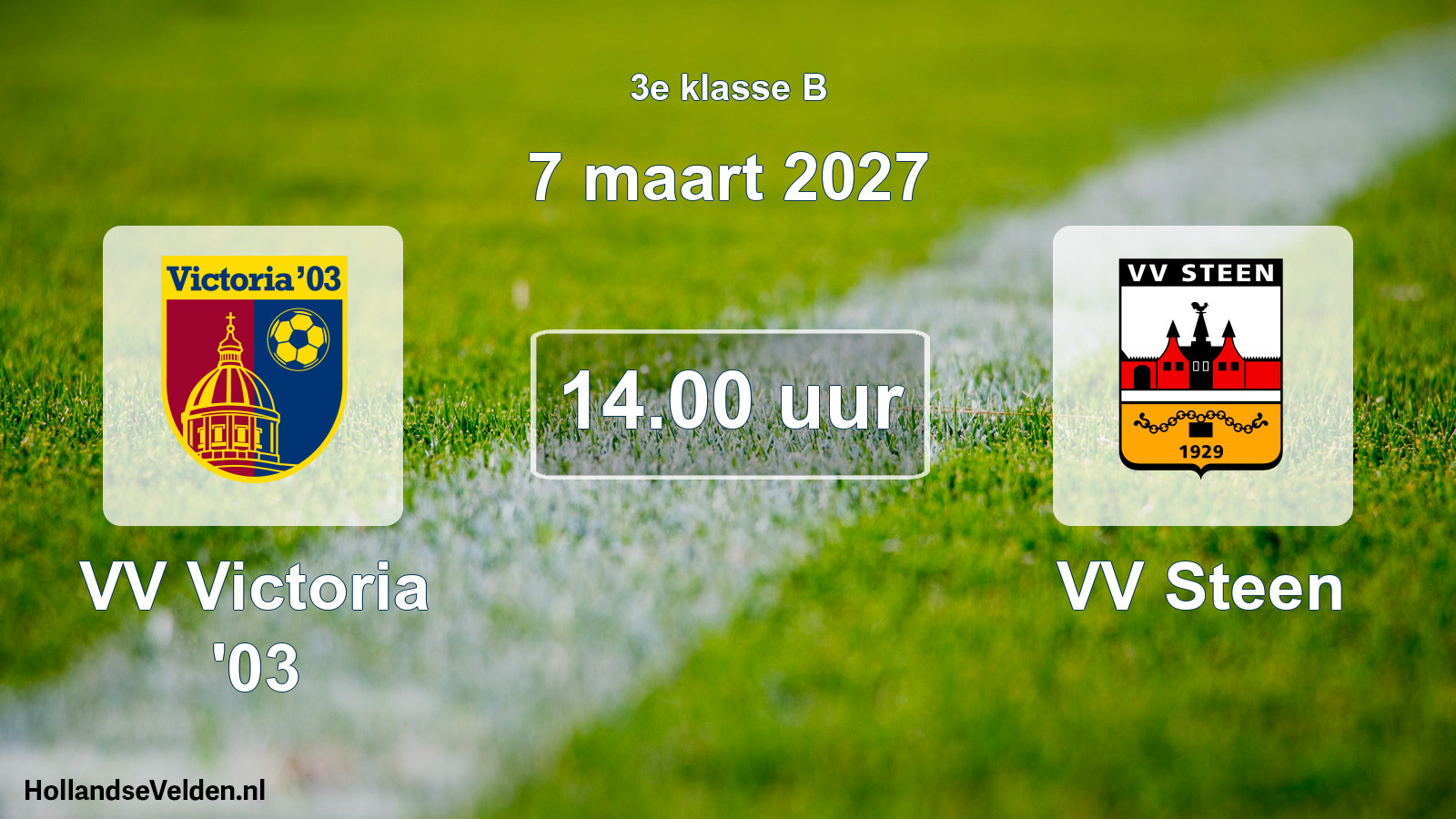 Geplande wedstrijd: VV Victoria '03 - VV Steen (7 maart 2027)