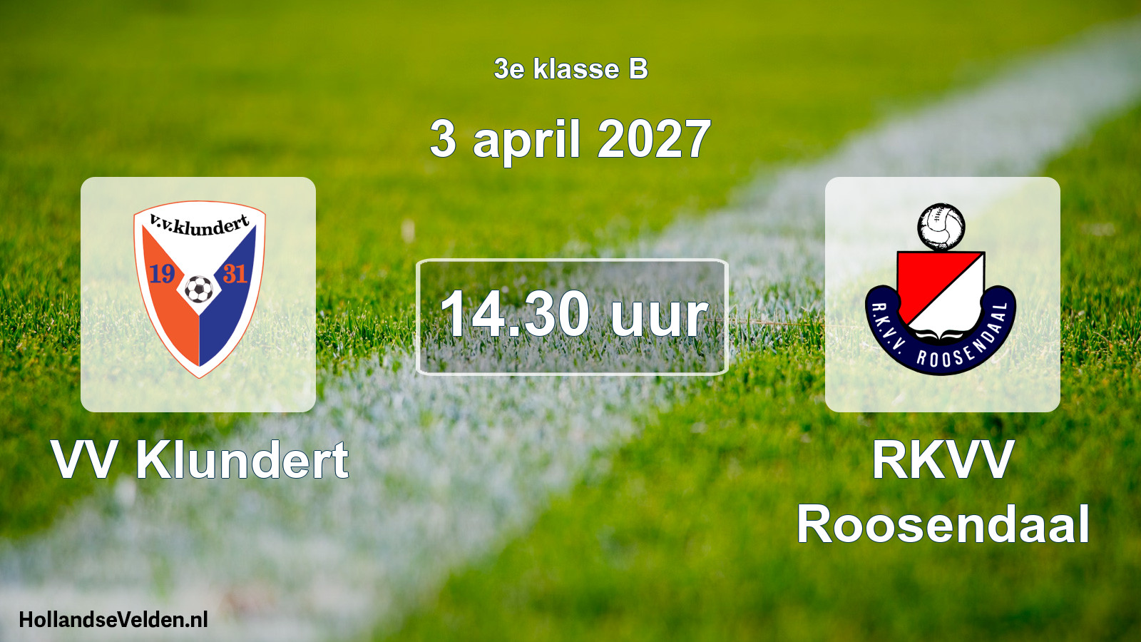 Geplande wedstrijd: VV Klundert - RKVV Roosendaal (3 april 2027)