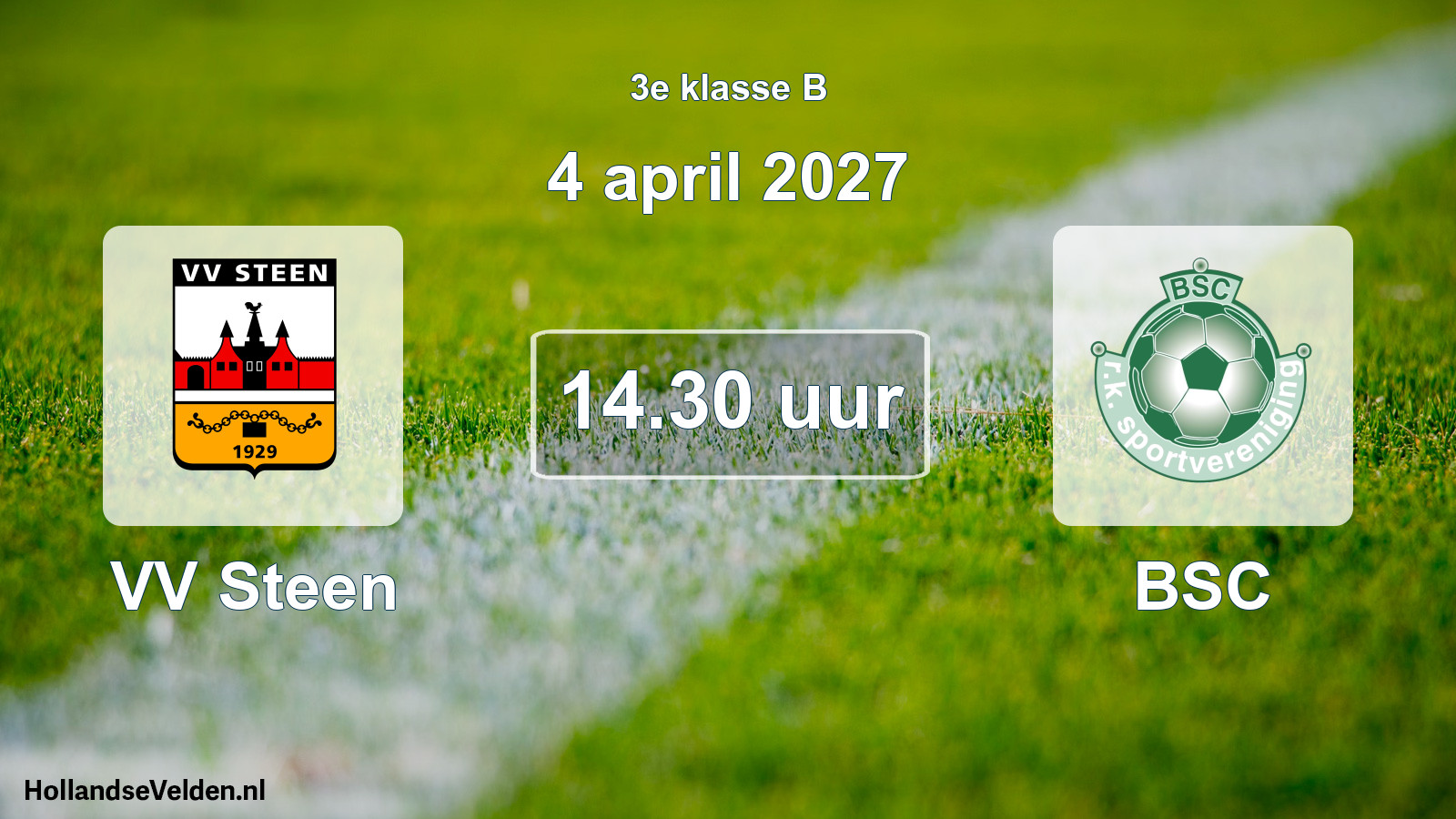 Geplande wedstrijd: VV Steen - BSC (4 april 2027)